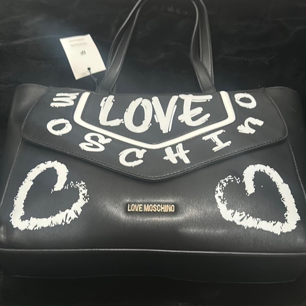 Tote black and white love Moschino bag